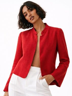 Armani Collezioni Red Linen Blazer